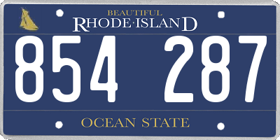 RI license plate 854287