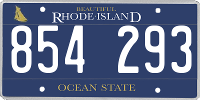 RI license plate 854293