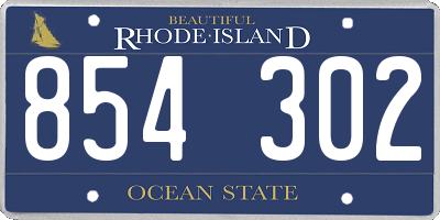 RI license plate 854302