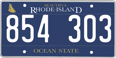RI license plate 854303