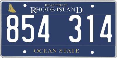 RI license plate 854314