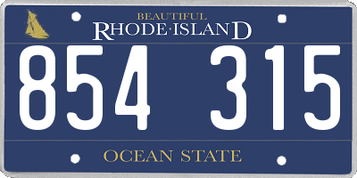 RI license plate 854315