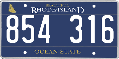 RI license plate 854316