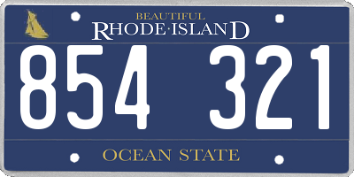 RI license plate 854321