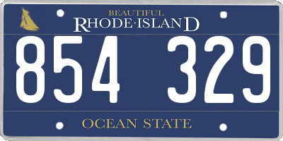 RI license plate 854329
