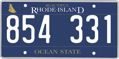 RI license plate 854331