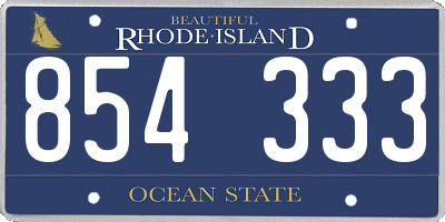 RI license plate 854333