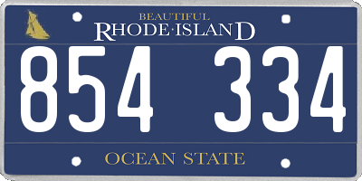 RI license plate 854334