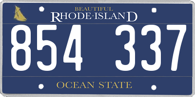 RI license plate 854337