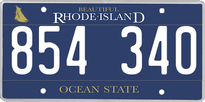 RI license plate 854340
