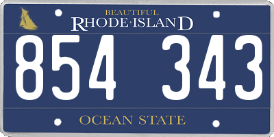 RI license plate 854343