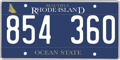 RI license plate 854360