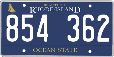 RI license plate 854362