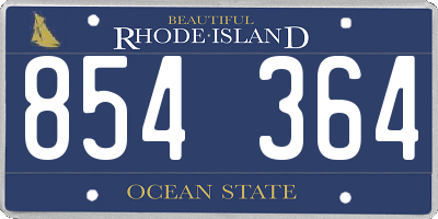RI license plate 854364