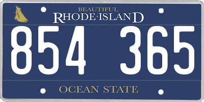 RI license plate 854365