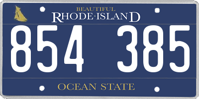 RI license plate 854385