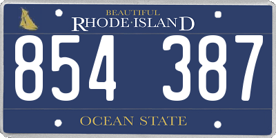 RI license plate 854387