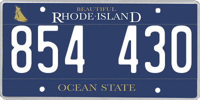 RI license plate 854430