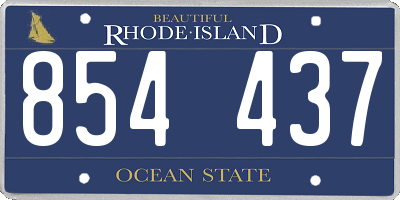 RI license plate 854437