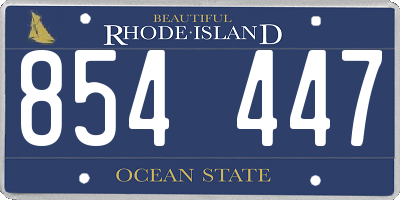 RI license plate 854447