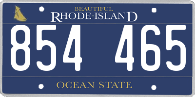 RI license plate 854465