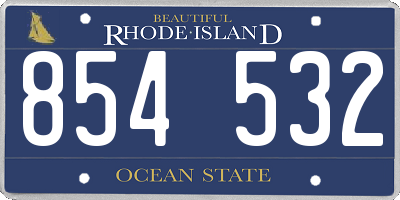 RI license plate 854532