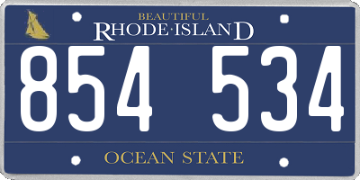 RI license plate 854534