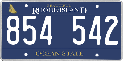 RI license plate 854542