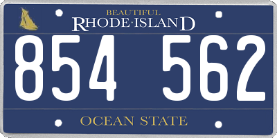 RI license plate 854562