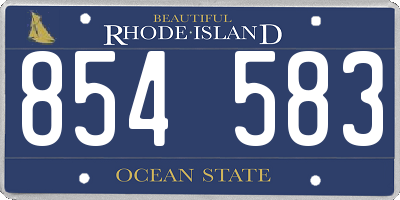 RI license plate 854583