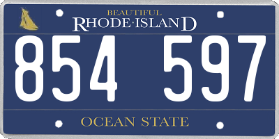 RI license plate 854597