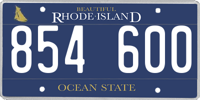 RI license plate 854600