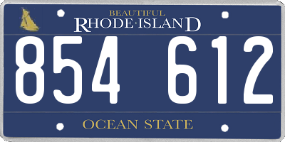 RI license plate 854612
