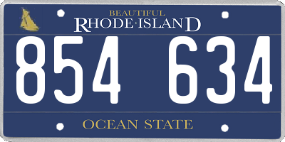 RI license plate 854634