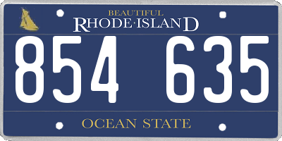 RI license plate 854635