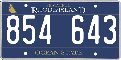 RI license plate 854643