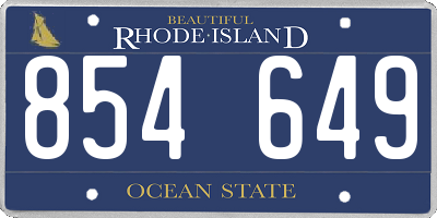 RI license plate 854649