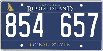 RI license plate 854657