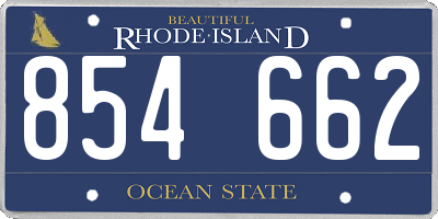 RI license plate 854662