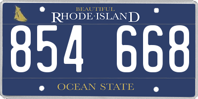 RI license plate 854668