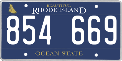RI license plate 854669