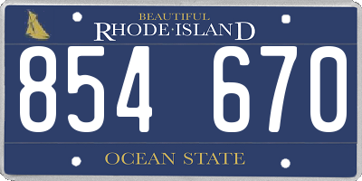 RI license plate 854670