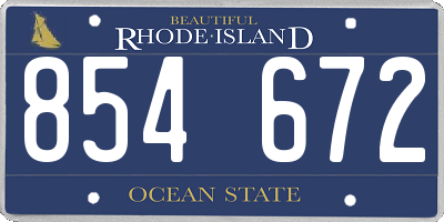RI license plate 854672