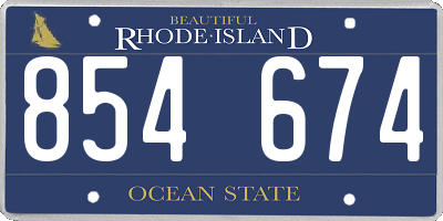 RI license plate 854674