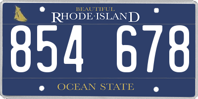 RI license plate 854678