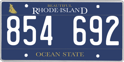 RI license plate 854692
