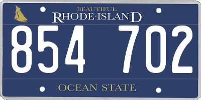 RI license plate 854702