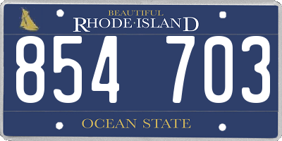 RI license plate 854703