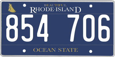 RI license plate 854706