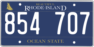 RI license plate 854707